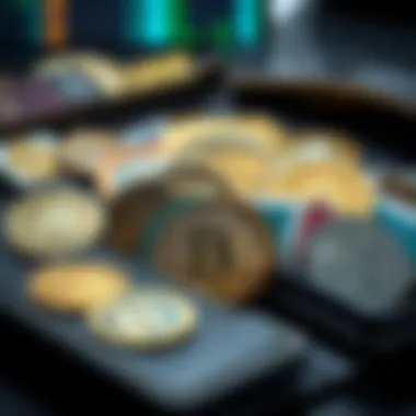 Representation of various cryptocurrencies in digital wallets