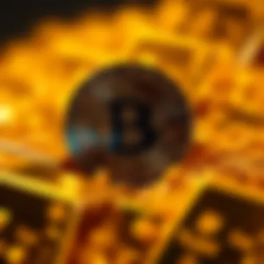Gold-Backed Cryptocurrencies Concept The concept of gold-backed cryptocurrencies represented through a digital coin and gold bars.